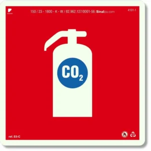 PLACA EXTINTOR DE INCÊNDIO CO2 FOTOLUMINESCENTE E5C