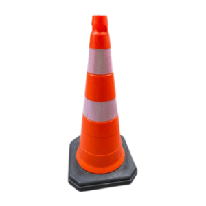 CONE DE SINALIZAÇÃO RODOVIA 75CM BASE PESADA 2,5KG - PLASTCOR (LARANJA COM BRANCO)